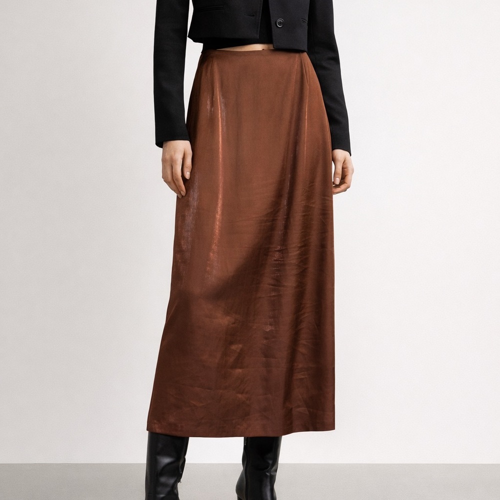 ICHI Metallic Brown Midi Skirt (IHRAIA SK)